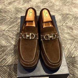 Salvatore Ferragamo brown suede loafers